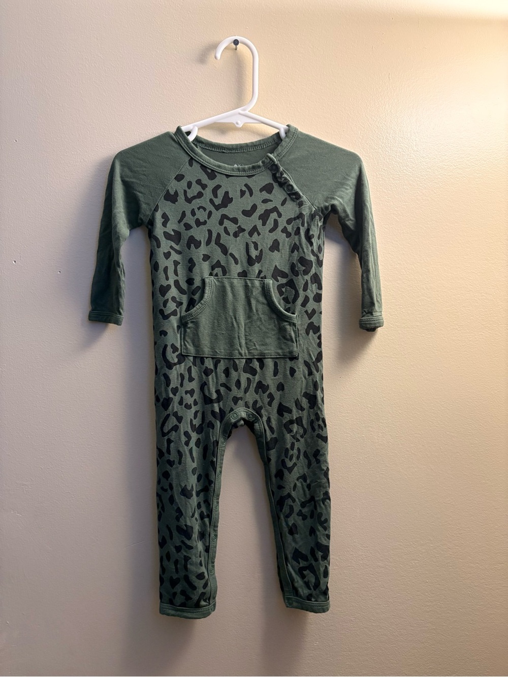 Kyte BABY Olive Green Leopard Print One-Piece